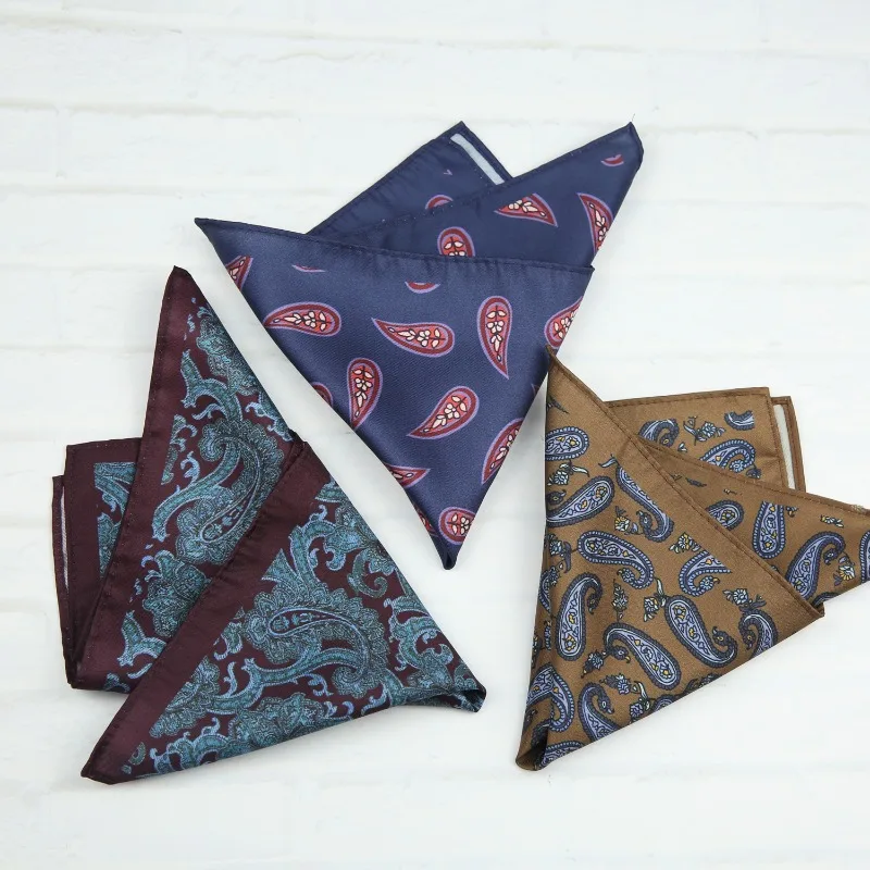 27*27CM Paisley Floral Printed Handkerchief for Mens Formal Suits Hanky Pocket Squared Paisley Floral Chest Towel Scarf