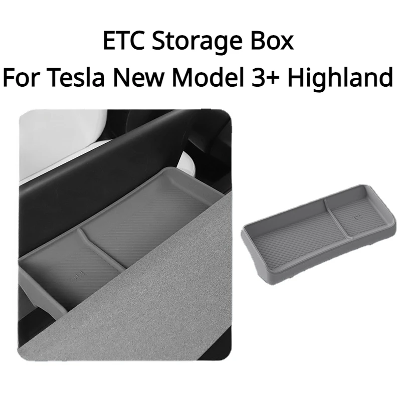 ETC Storage Box for Tesla New Model 3+ Highland 2024 Bracket Tray Central Control Silicone Instrument Panel Screen Rear Storage