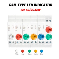 Lámpara de señal LED de montaje en Riel Din, serie AC/DC 24V 220V, luces indicadoras de piloto, multicolor, JD9