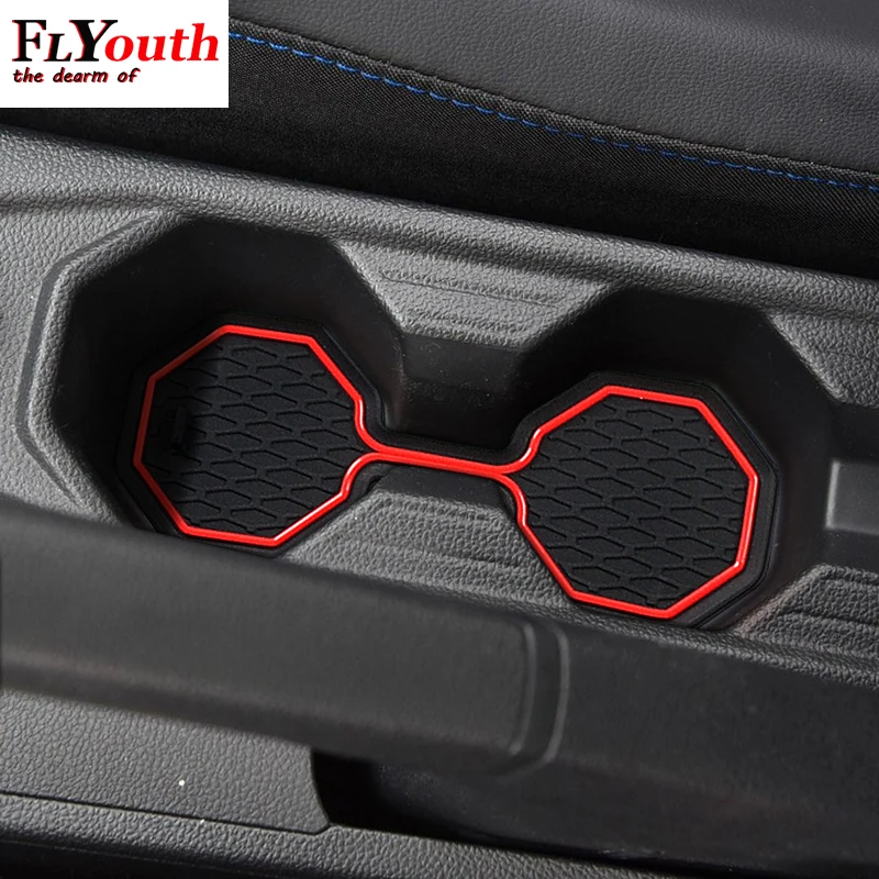 Anti-Slip Borracha Copo Almofada Porta Groove Mat Para Volkswagen VW POLO MK6 2018 2019 2020 Acessórios Adesivos de Carro mat...