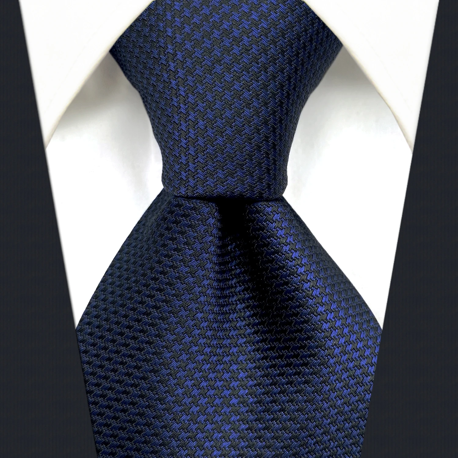Navy Solid Handmade Classic Extra Long Mens Tie Set Silk Handkerchief Silk Skinny Business Wedding Bow Tie Pre-Tied