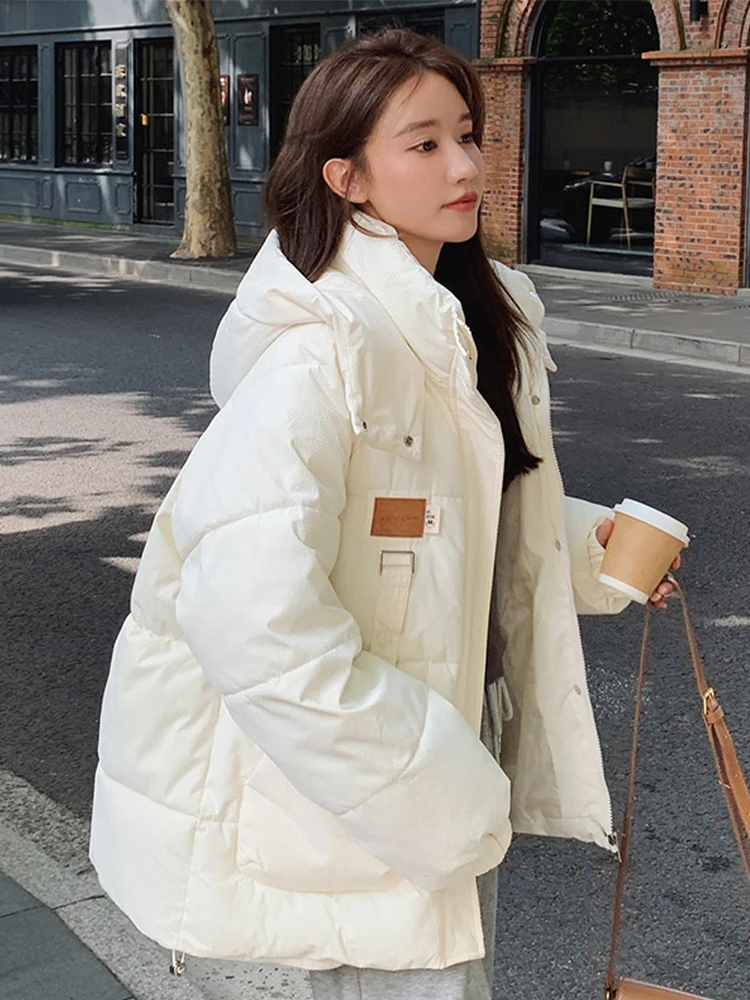 Winter Women Hoodies Padded Jacket Simple Chic Puffer Coat Oversize Outwear Thick Y2k Tide Warm Korean Fashion Fluffy Cozy Y2k