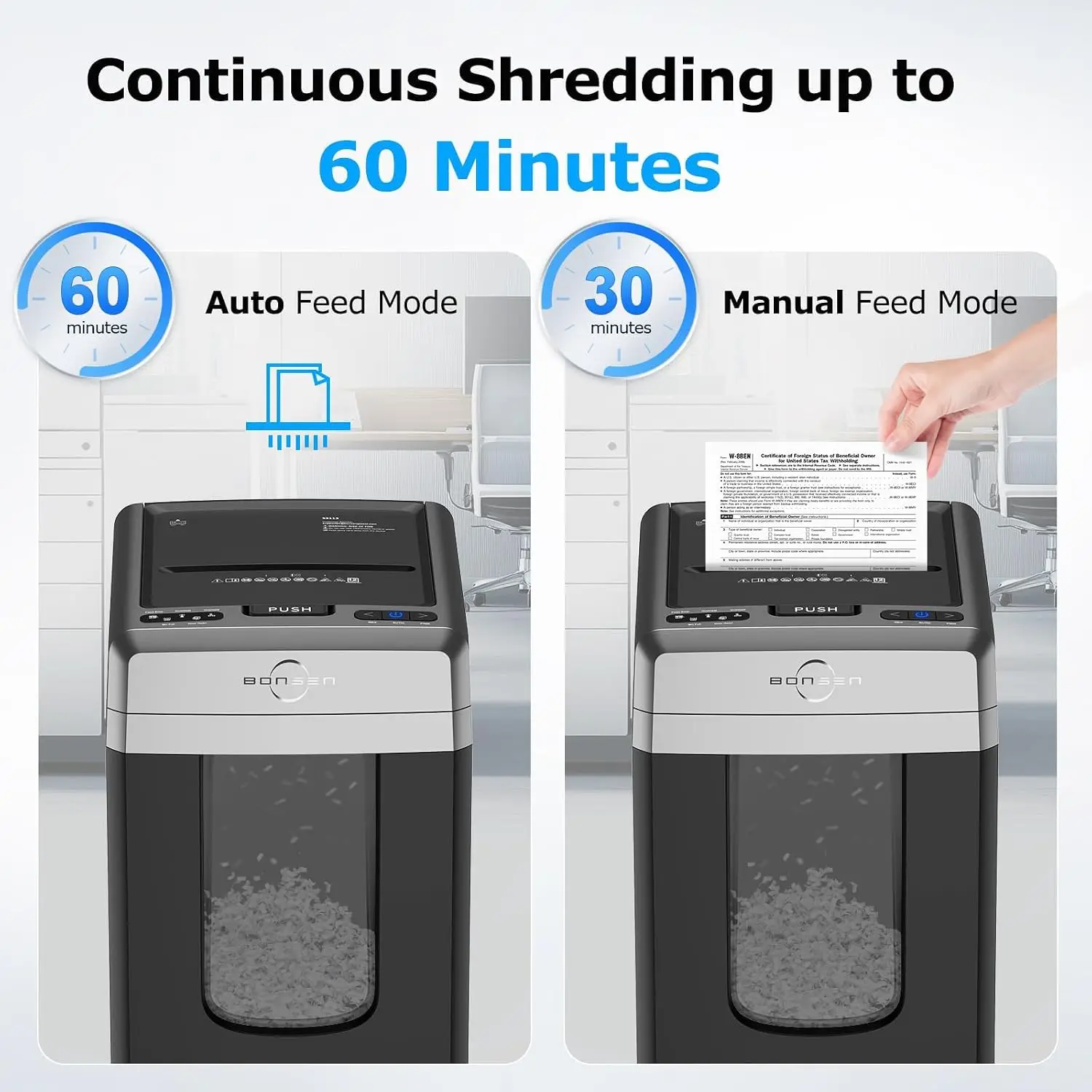 Heavy-Duty Micro-Cut Paper Shredder for Office Use with 300-Sheet Auto-Feed Capacity