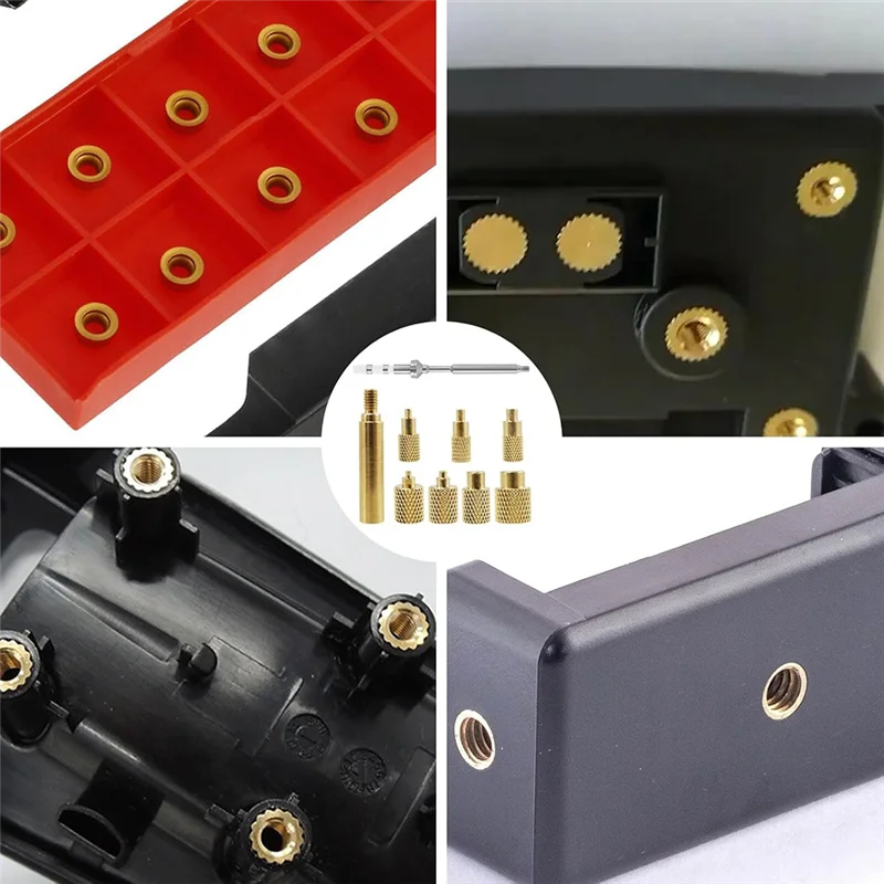 AC88-Heat Set Insert Tool M2/M3/M4/M5/M6/M7/M8 Heat Set Insert Tip Kit TS100 Brass Soldering Iron Tip Set