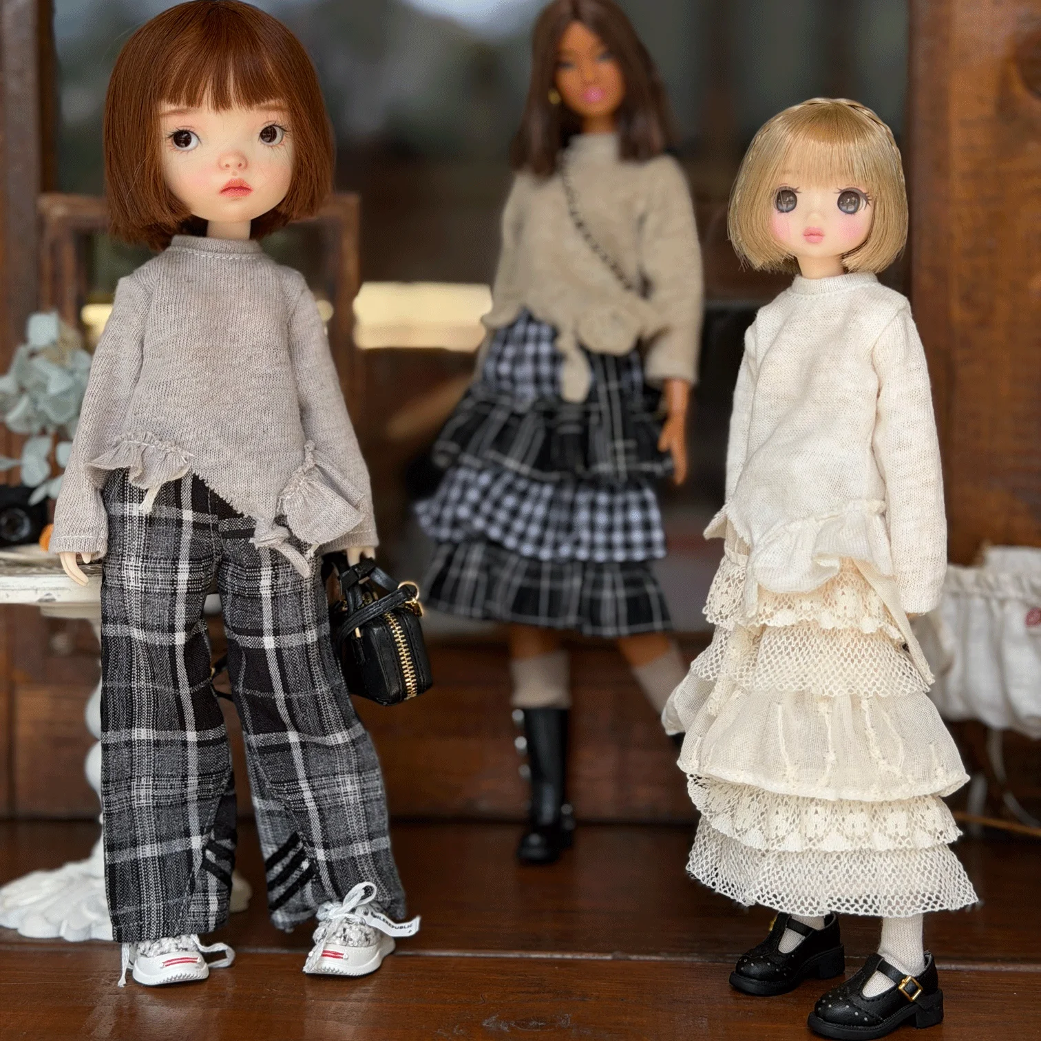 

Комплект из 2 предметов одежды Blyth, свитер с длинными рукавами и кружевная юбка для Licca Azone Ob24 22 P20 Ker JerryB ICY YMY 1/6, аксессуары для кукол