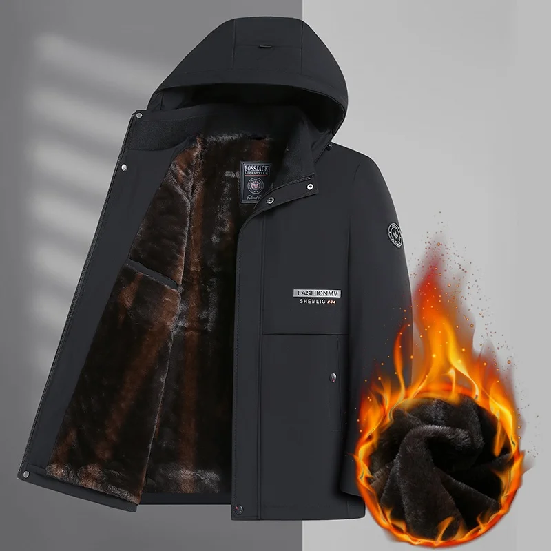 

Высококачественная мужская хлопковая куртка для зимы, утепленная, свободного кроя, с флисовой подкладкой, для мужчин среднего и старшего возраста.