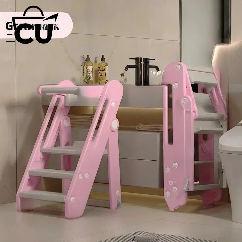 Foldable Practical Learning Tower Baby Washstand Step Stool,  Ascending Footstool, Adjustable Hand Washing Stairs,