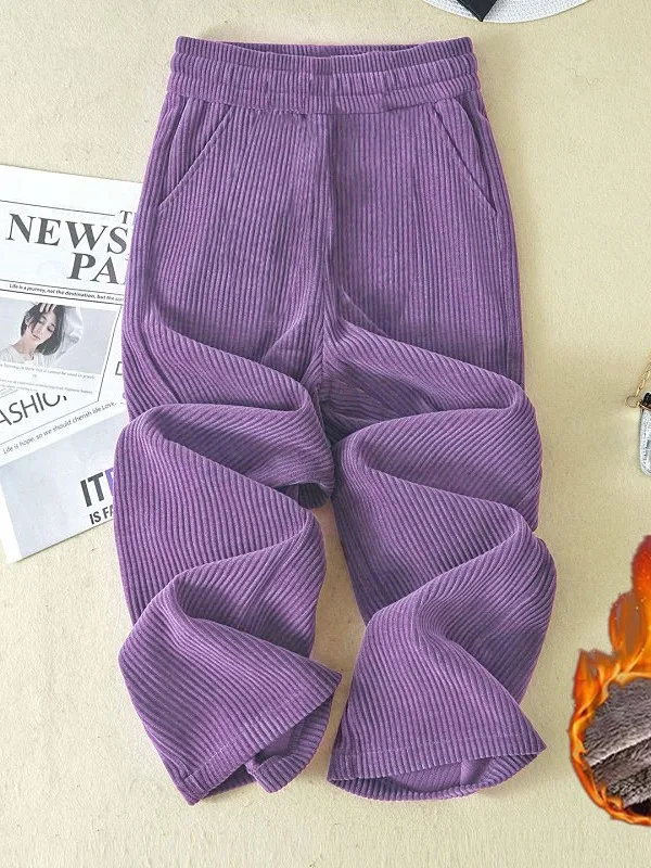 

Женские прямые брюки с высокой талией Thiened, осенне-зимние облегающие вельветовые широкие повседневные брюки на подкладке Fce на подкладке