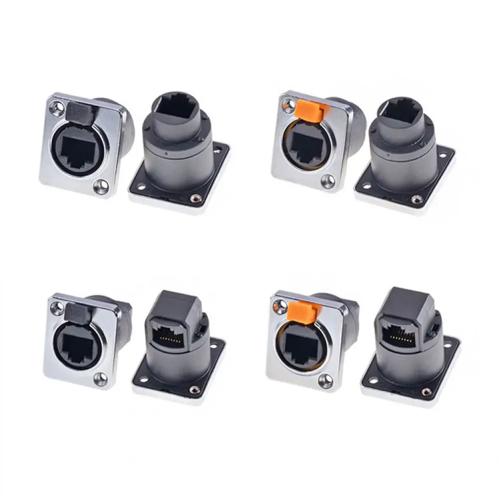 Industrial RJ45 Socket Waterproof IP67 Connector Panel Mount Jack For Ethernet Automation Control Hardware
