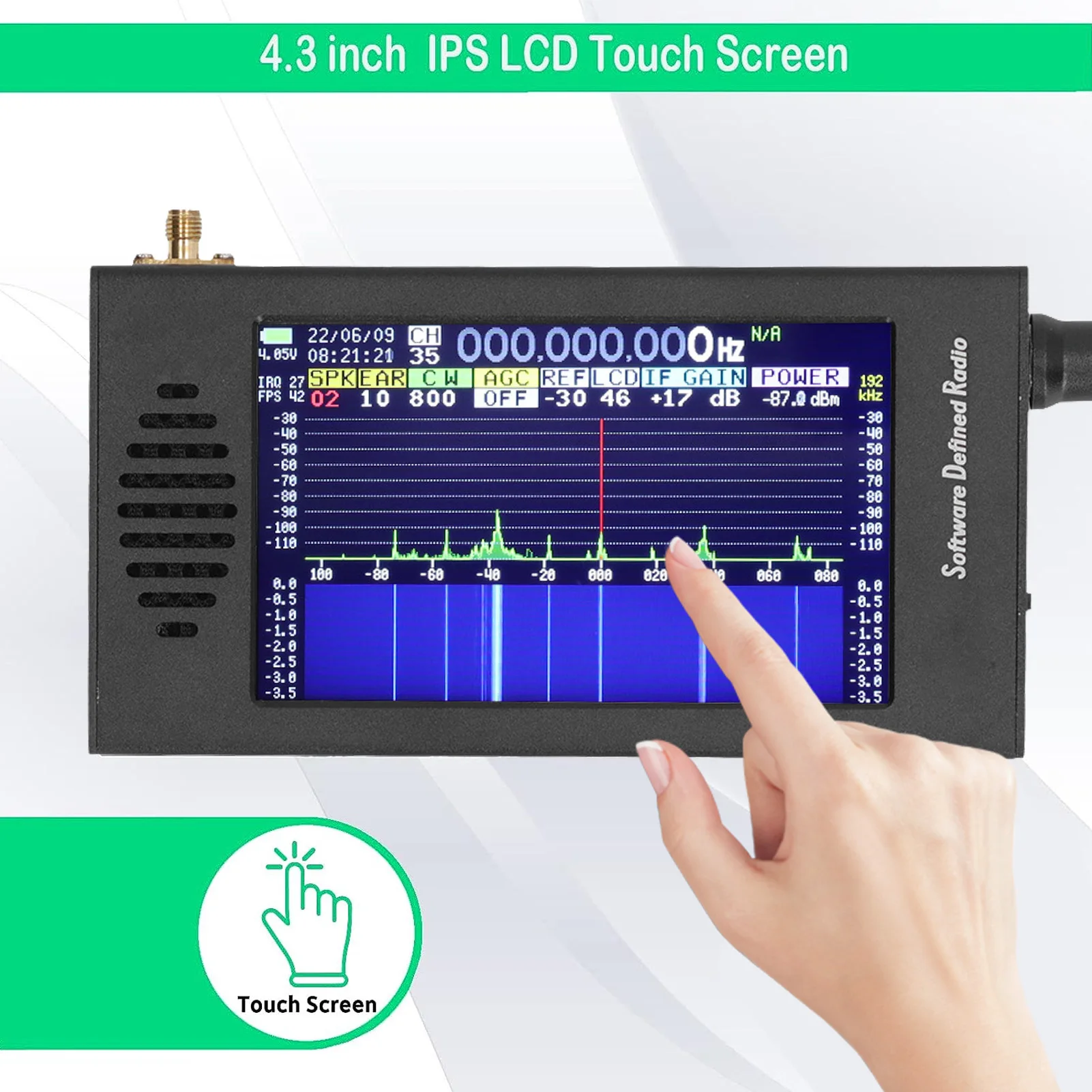 Odbiornik radiowy DSP SDR 4.3 Cal ekran dotykowy 100KHz do 149MHz FM MW SSB CW Radio krótkofalowe z szynką