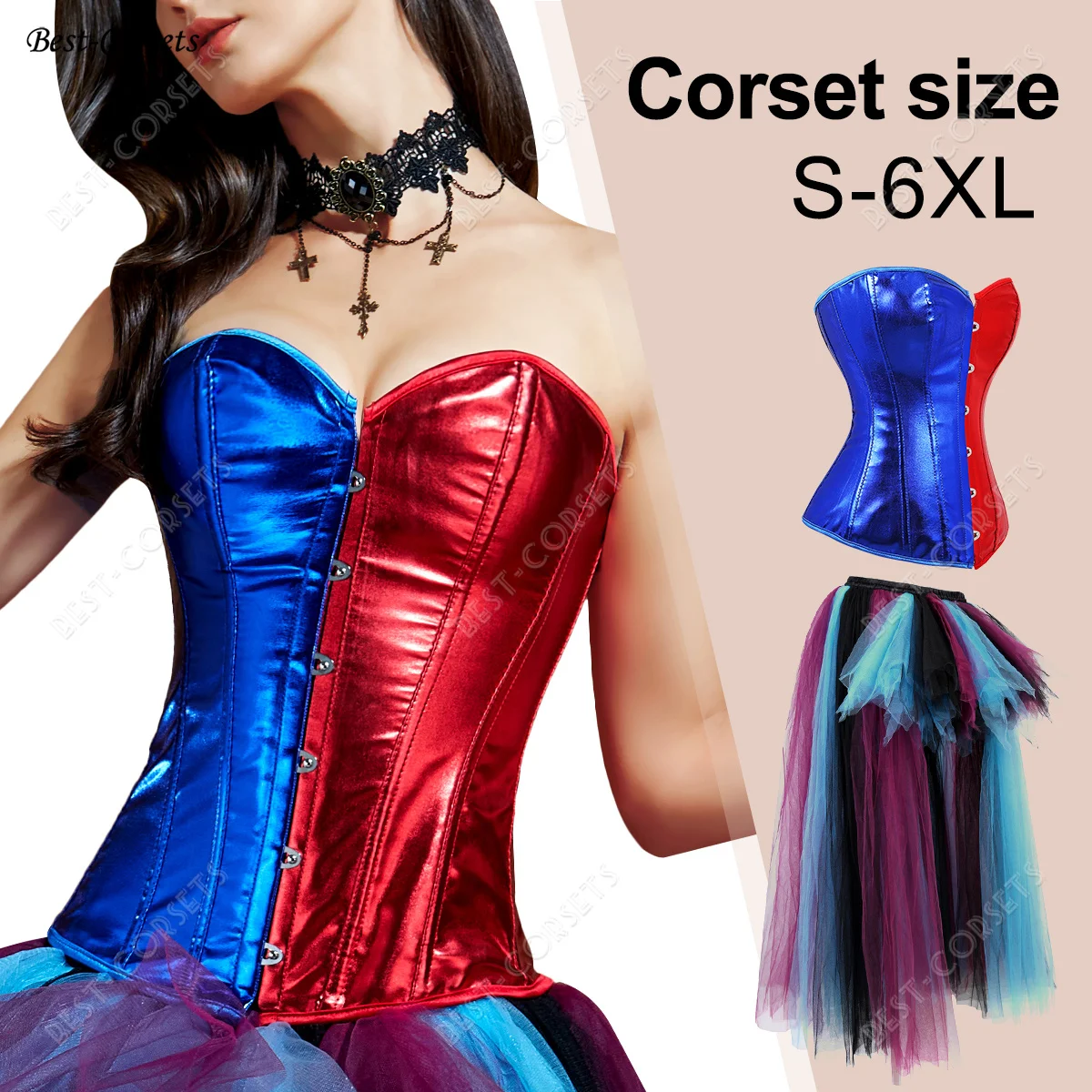 Burlesque Corset Dress Fashion Show Girl Costume Carnival Maxi Dresses Sexy Stripe Overbust Corset Lingerie For Women