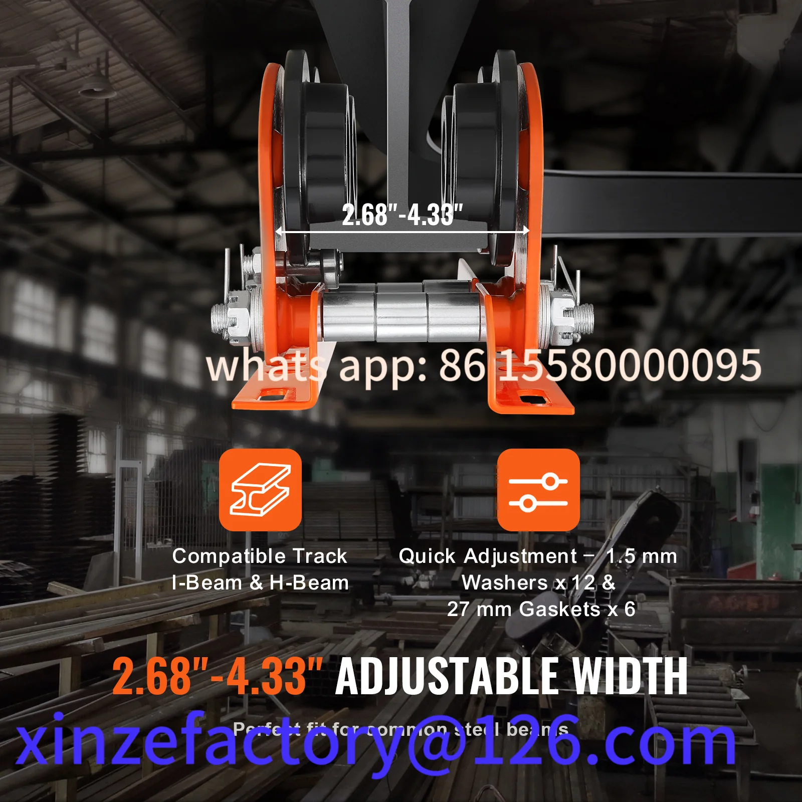 맞춤형 전동 호이스트 수동 트롤리 2200lbs/1톤 용량 푸시 빔