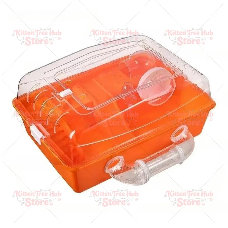 new transparent closed solid hamster cage box packaging with button closed luxury villa type environmentally friendly