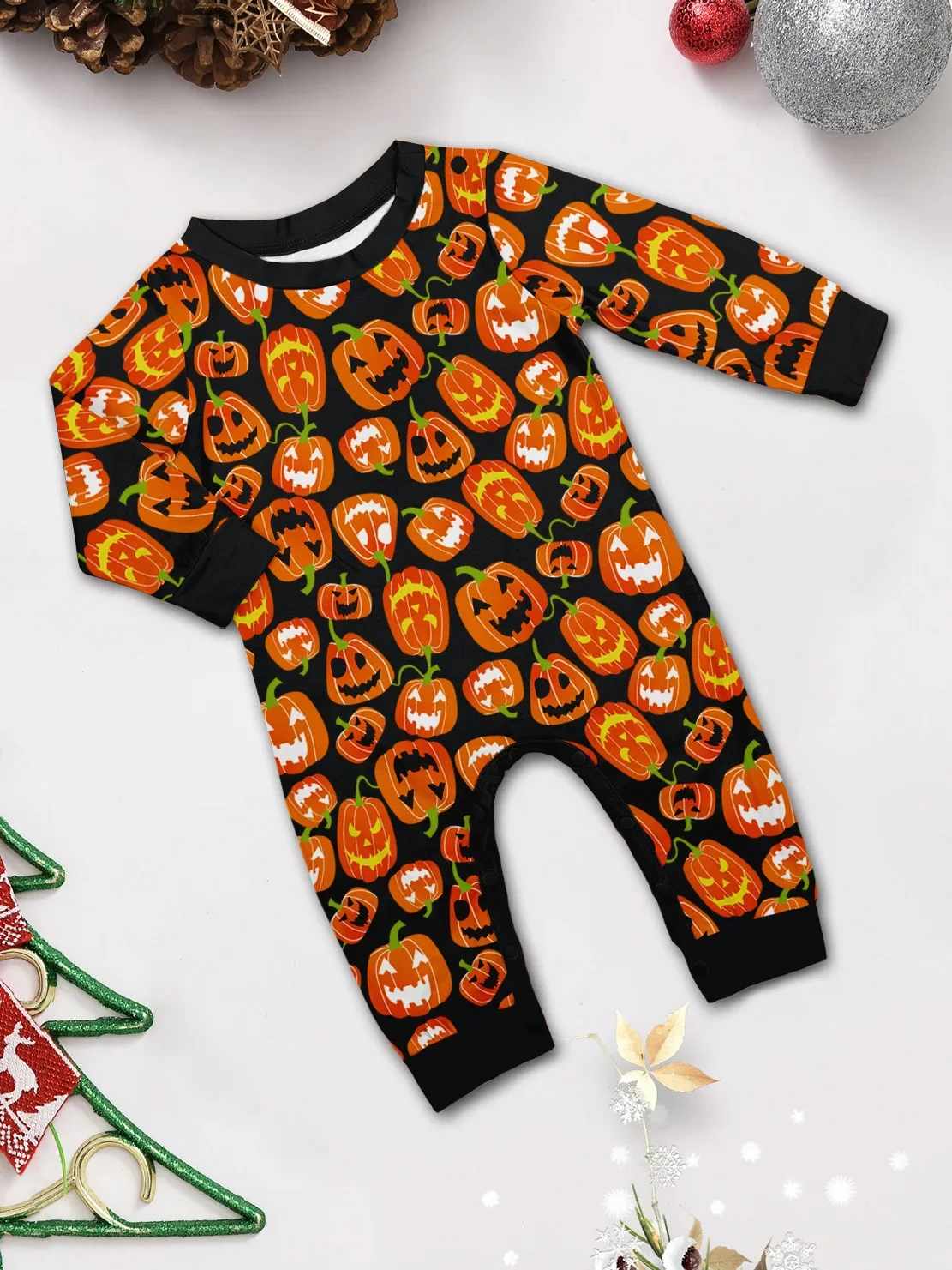 2024 New All Over Pumpkin Print Pajamas Set For Family/Couples/Kids Halloween Clothing Sets Soft Sleepwear Y2K Style Pyjamas