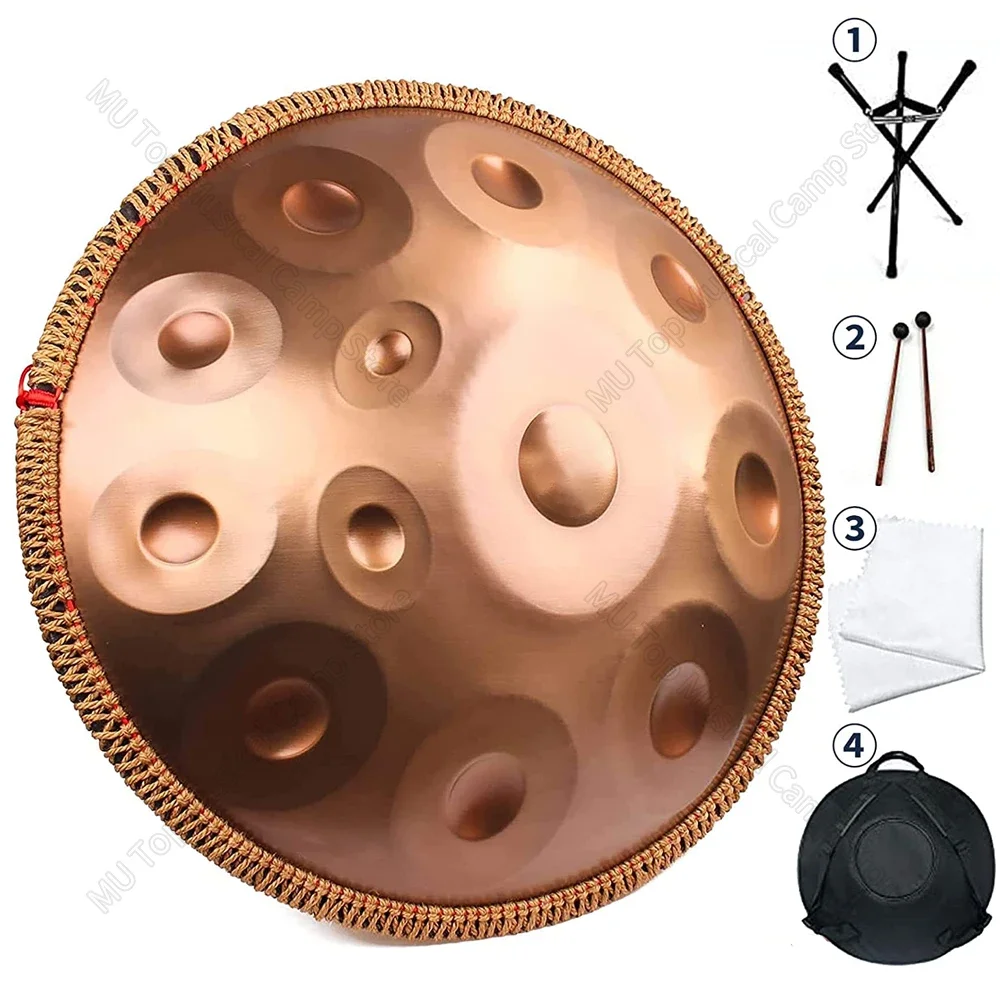 

440HZ Gold Handpan Drum 9/10/12 Tone 22 inch Steel Tongue Drum Yoga Meditation Instrument Gift Professional Tambor