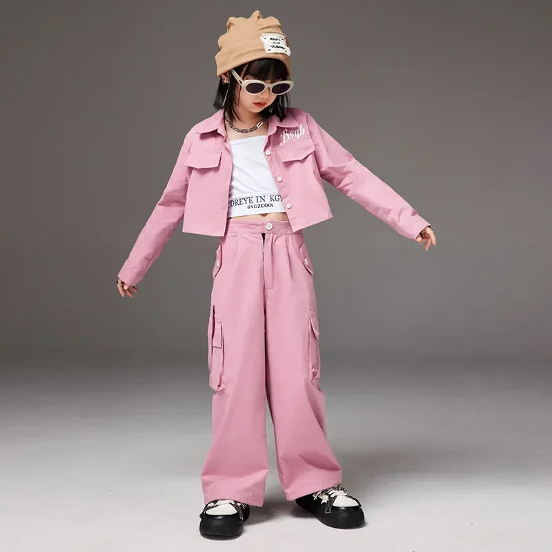 

Pink Street Dance Costume Fashion Catwalk Show Stage Outfit Kpop Jazz Dance Clothes Hip Hop Performance Dancewear DL11093