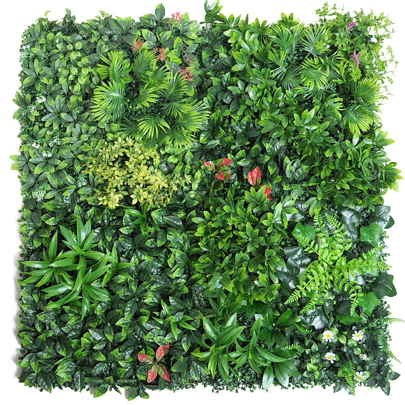 Panel de pared de plantas artificiales 3D de 50x50CM, plástico para exteriores, césped verde, bricolaje, decoración del hogar, telón de fondo de