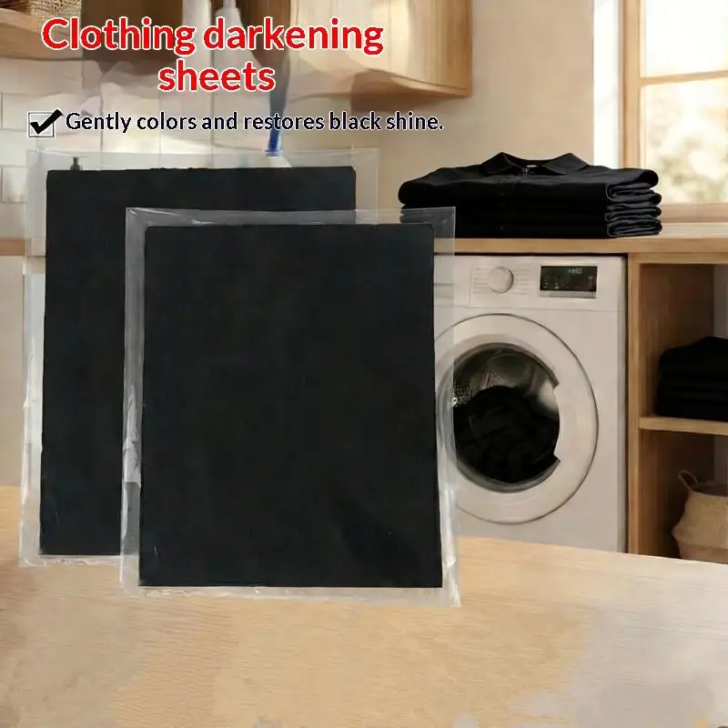 ~12/20pcs Clothing Brightening Sheets Laundry Black Color Enhancer Sheets For Dark & Black Fabrics Laundry Paper Prevents Fadin