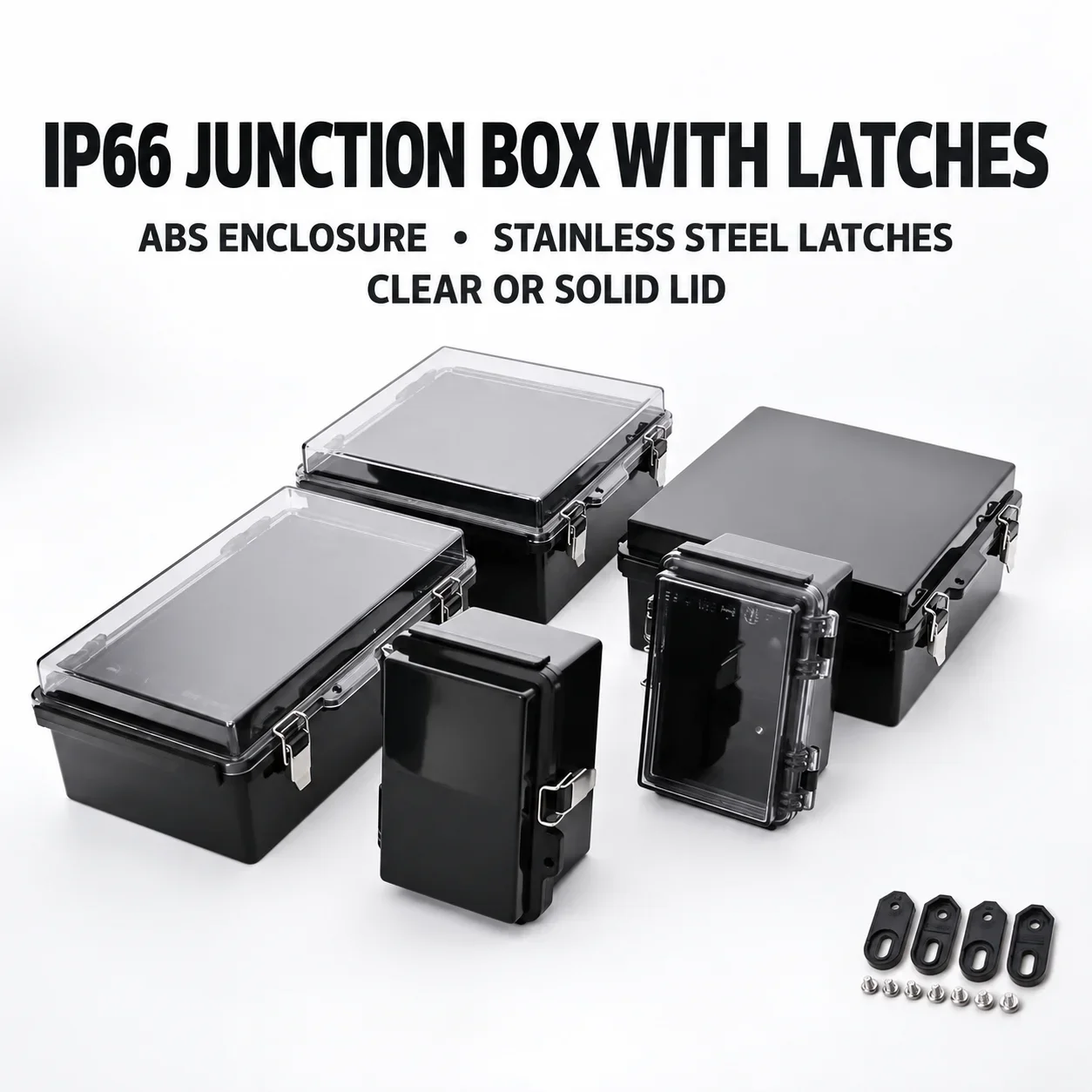 Black Color Stainless Steel Bayonet Waterproof Junction Box With Hinged Cover Wall Brackets IP66 Electrical Casing For Project