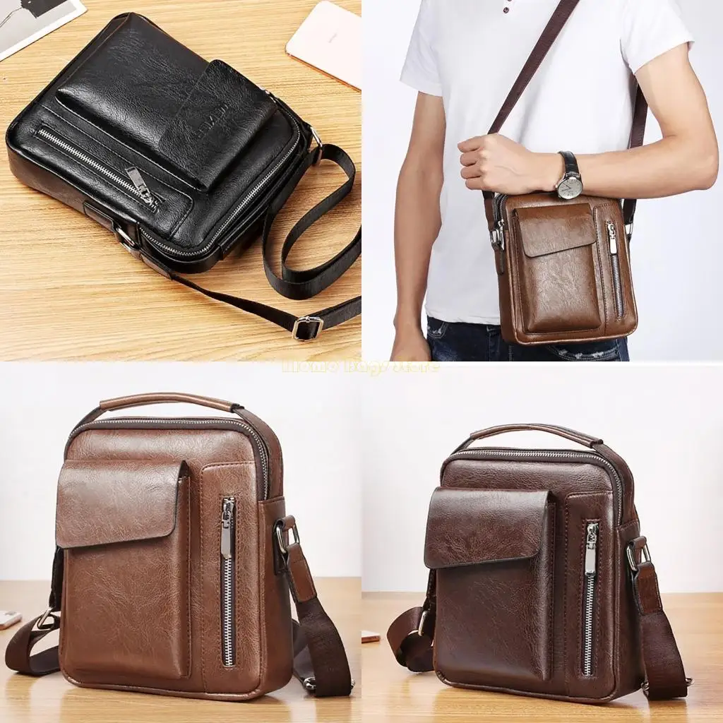 

X90D Men's Retro Small PU Leather Shoulder Bag for Everyday Use and Travel Business Crossbody Satchel Handbag Purse