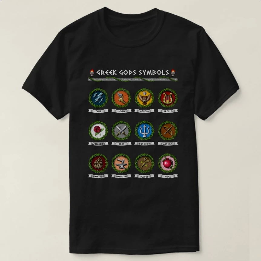 

Greek Mythology Gods Symbols T-Shirt 100% Cotton O-Neck Short Sleeve Summer Casual Mens T-shirt Size S-3XL