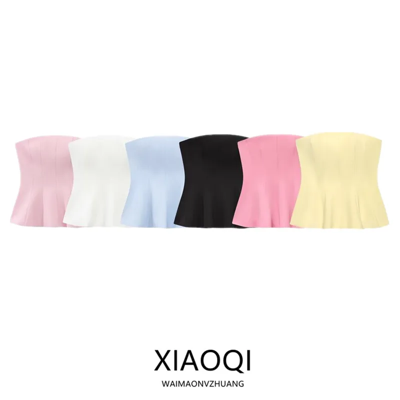 Spring 2025 Women's New Slim Fit Short Skirt Style Tube Top Versatile Hemline Ladies' Premium Fashion Casual Wear