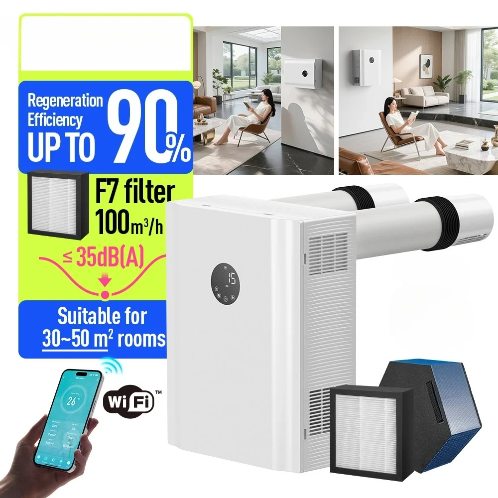 【HOT】Residential Use Erv Regeneration Efficiency 90% High-Efficiency Air Purifier HVAC System for Bedrooms