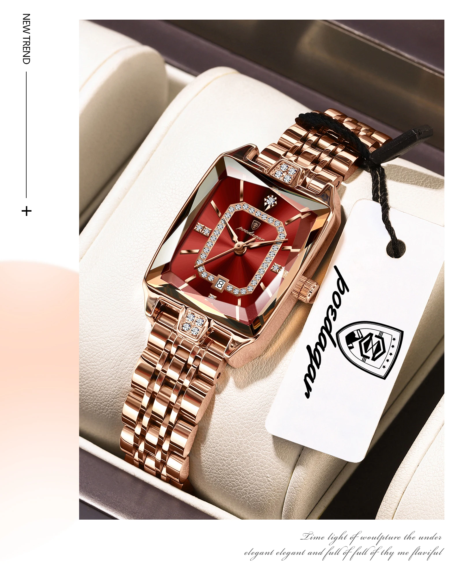 POEDAGAR Luxusmarke Damen-Armbanduhr Elegante Wasserdichte Edelstahl-Damenuhr Modische Datum Quarz Damenuhren Reloj – Detail 5