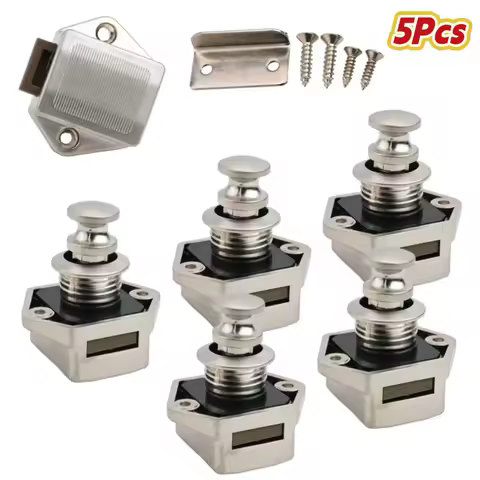 5Pcs Push Button Cabinet Cupboard Drawer lock Campervan Motorhome RV Caravan Boat Motor Home Cabinet Drawer Latch Button Locks