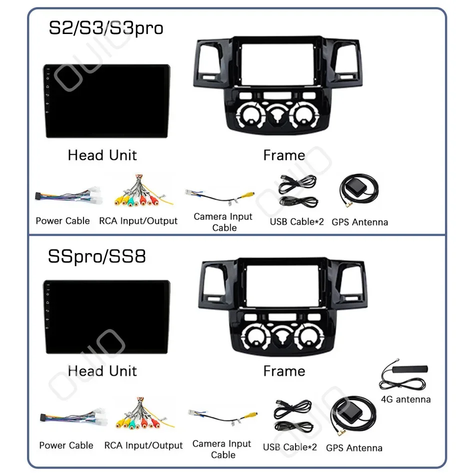 2DIN Android 13 radio For Toyota Fortuner Hilux Revo Vivo 2007-2015 Car stereo Multimedia Player Carplay Auto GPS Navigation