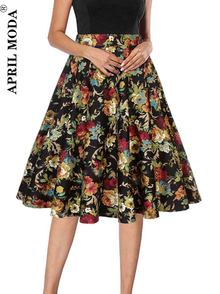 1950s Style Vintage Women Party Summer Skirt A Line Housewife Rockabilly Skirts