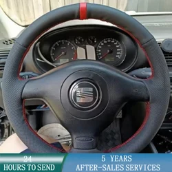 Customized Car Steering Wheel Cover Black Microfiber Leather For Volkswagen VW Golf 4 Passat B5 1996-2003 Seat Leon 1999-2004