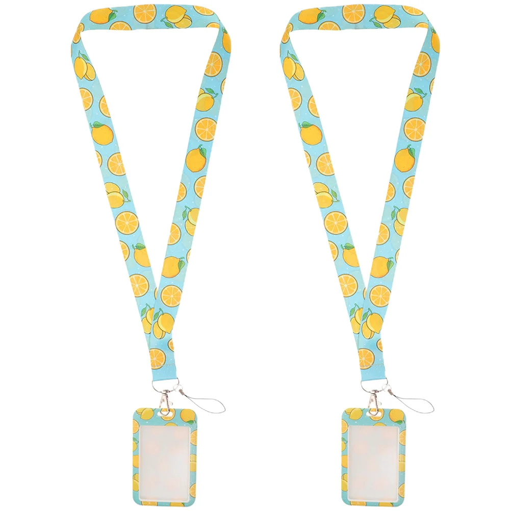 

2 set Id Card Simple Design Lanyard Badge Holder For Students Teachers Doctors Multifunction Card Sleeve Protective Case School