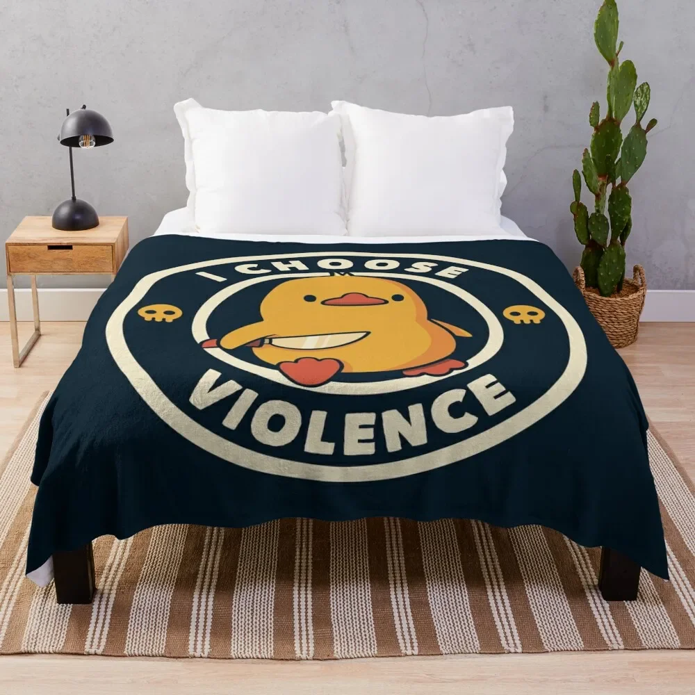 

I Choose Violence Funny Duck by Tobe Fonseca Throw Blanket Summer Personalized Gift Blankets