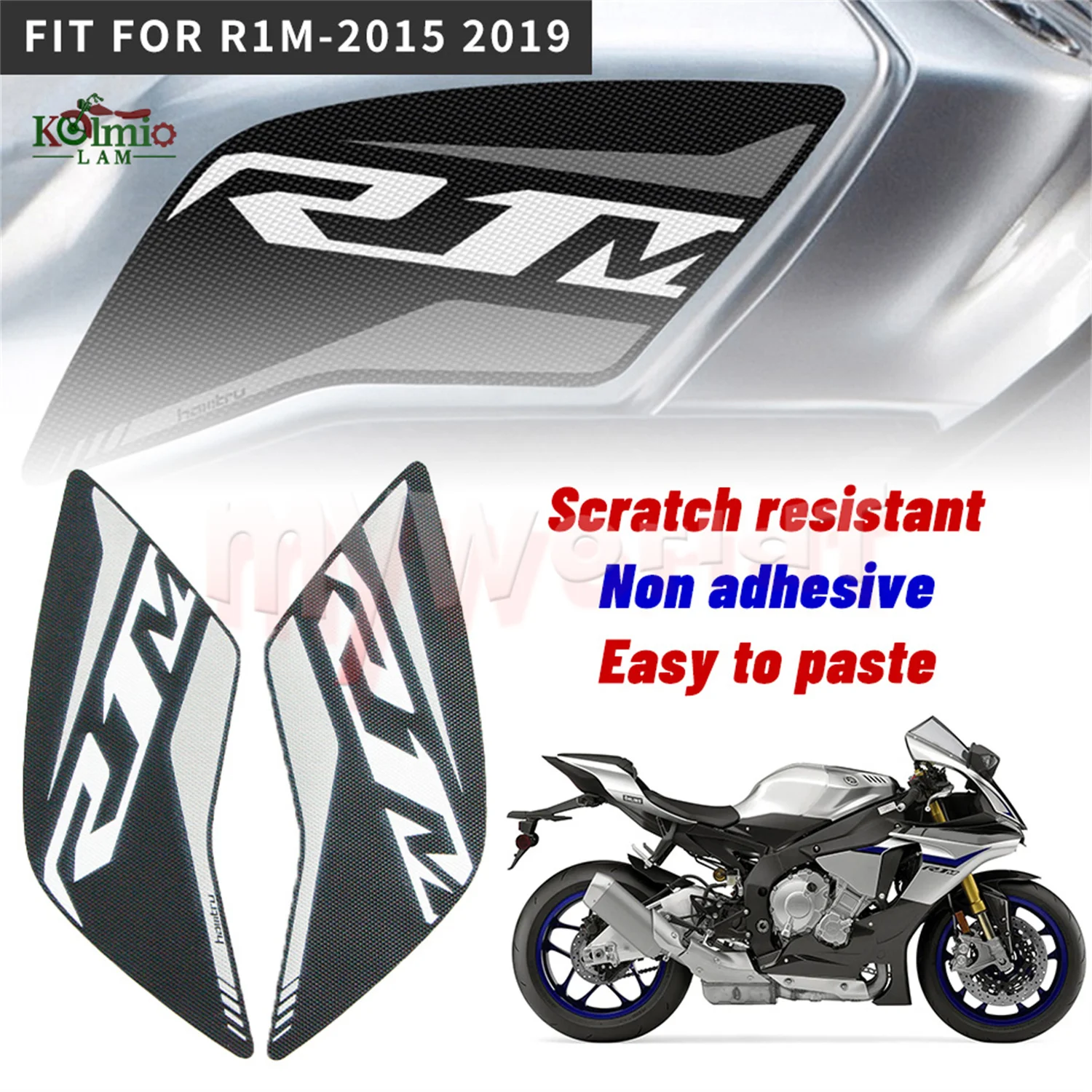 

Fit For YAMAHA YZF R1M 2015 - 2022 Sticker Anti Slip Fuel Tank Pad Side Knee Traction Decal YZF-R1M YZFR1M YZF-R1 M 2021 2020 19