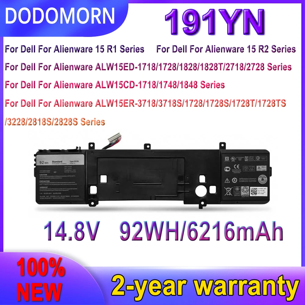 

DODOMORN New 191YN Battery For Dell 15 R1,15 R2, ALW15ED-1828 2F3W1 ALW15ED-1718 ALW15ER-3718 P42F