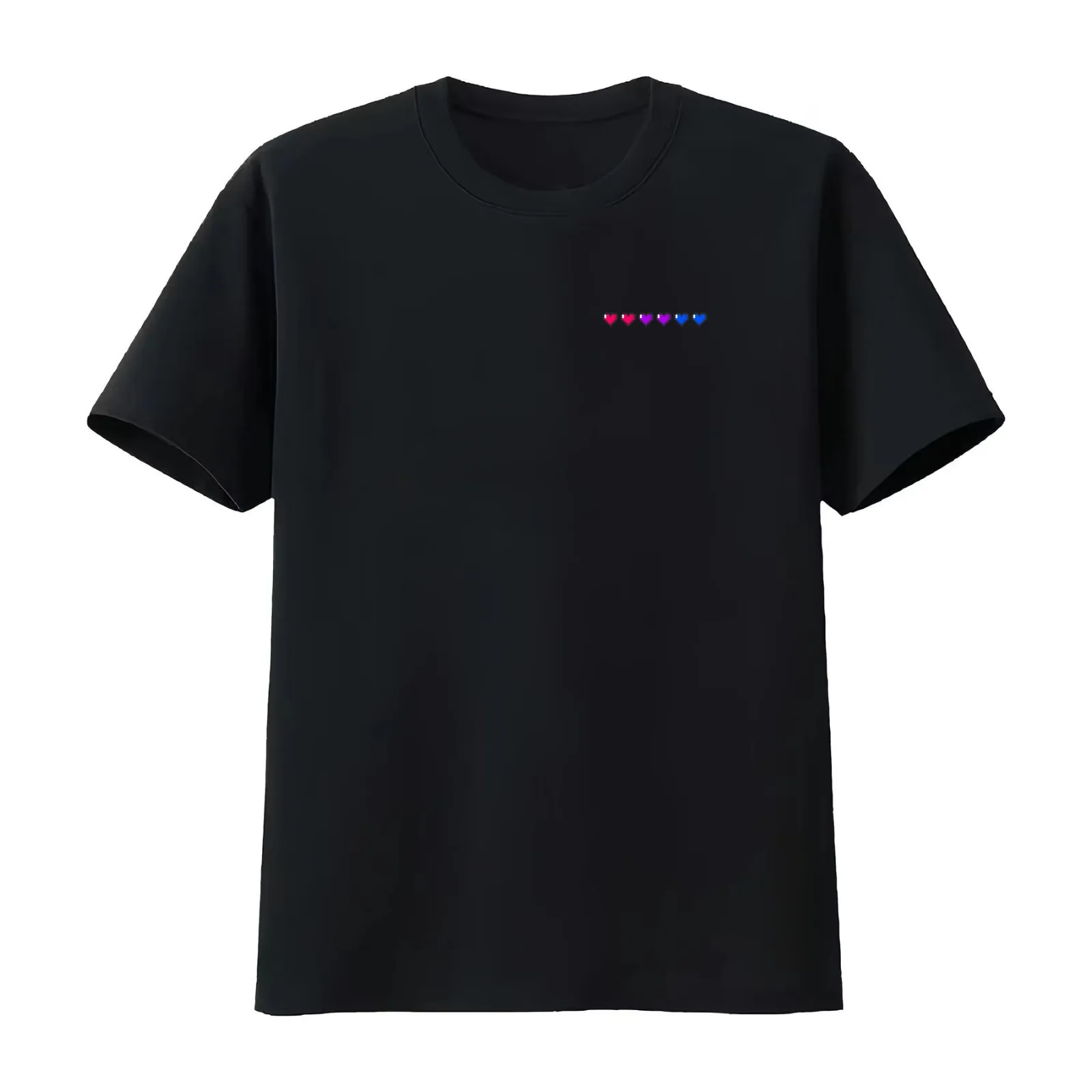 8-bit Bisexual Pride Hearts T-Shirt Summer Casual Cotton Tee Oversized Streetwear Tops Vintage Graphic Print 100% Cotton