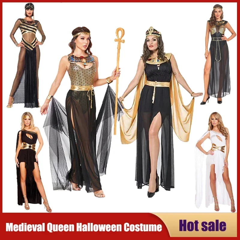 Sexy Halloween Costume Medieval Cleopatra Royal Princess Fancy Dress Ancient Egyptian Queen Pharaoh Cosplay Party Women Clothing