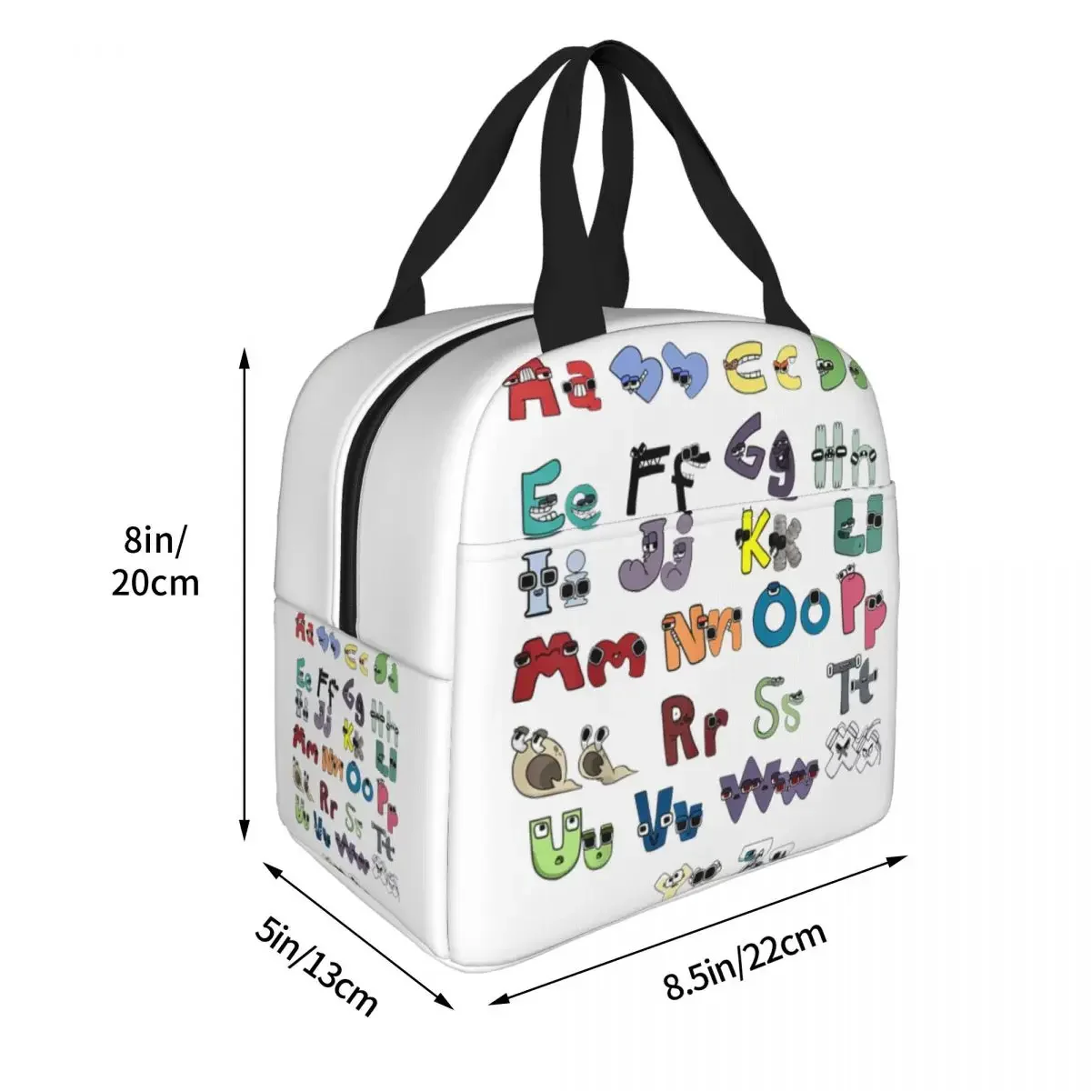 Villain Letter Abc Insulated Lunch Bag Matching Evil Alphabet Lore Lunch Container Cooler Bag Tote Lunch Box Travel Food Bag