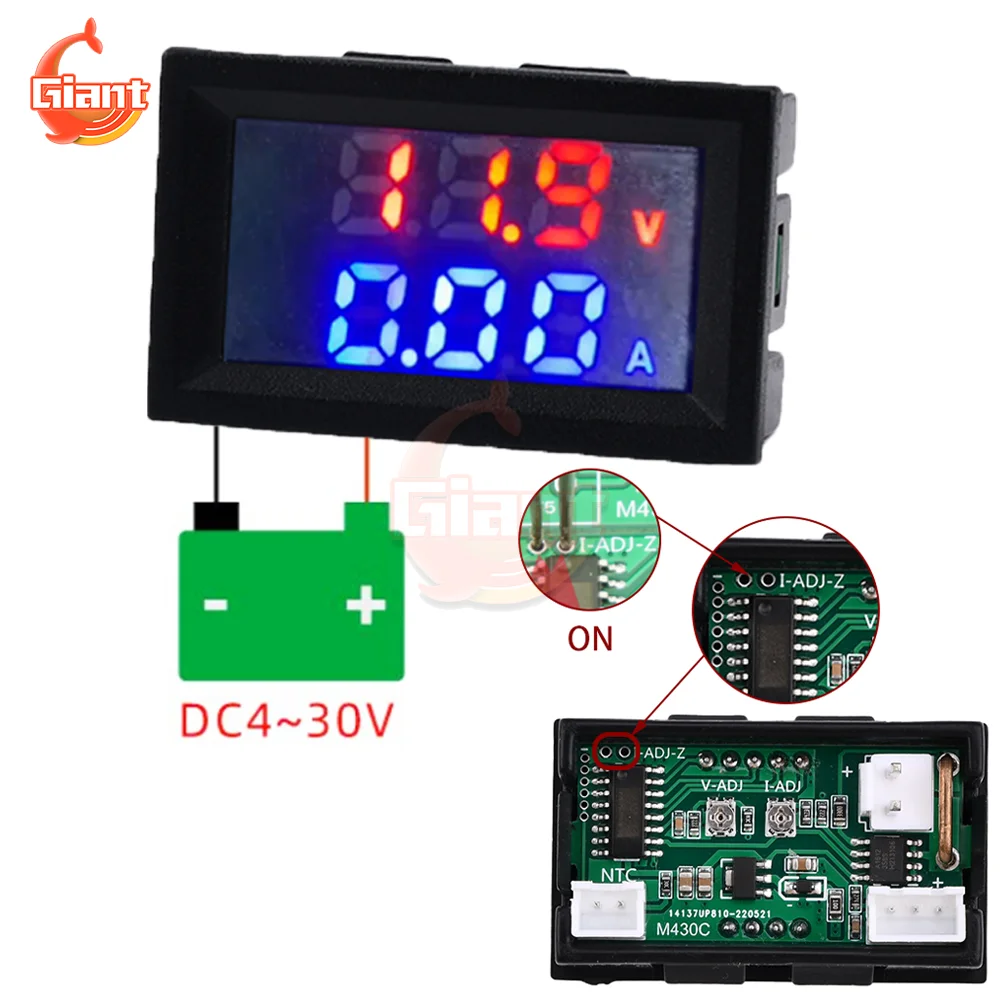 M430C DC4-30V Digital Voltmeter Ammeter Wattmeter NTC Temperature Sensor Detector Voltage Current Tester Power Temperature Meter