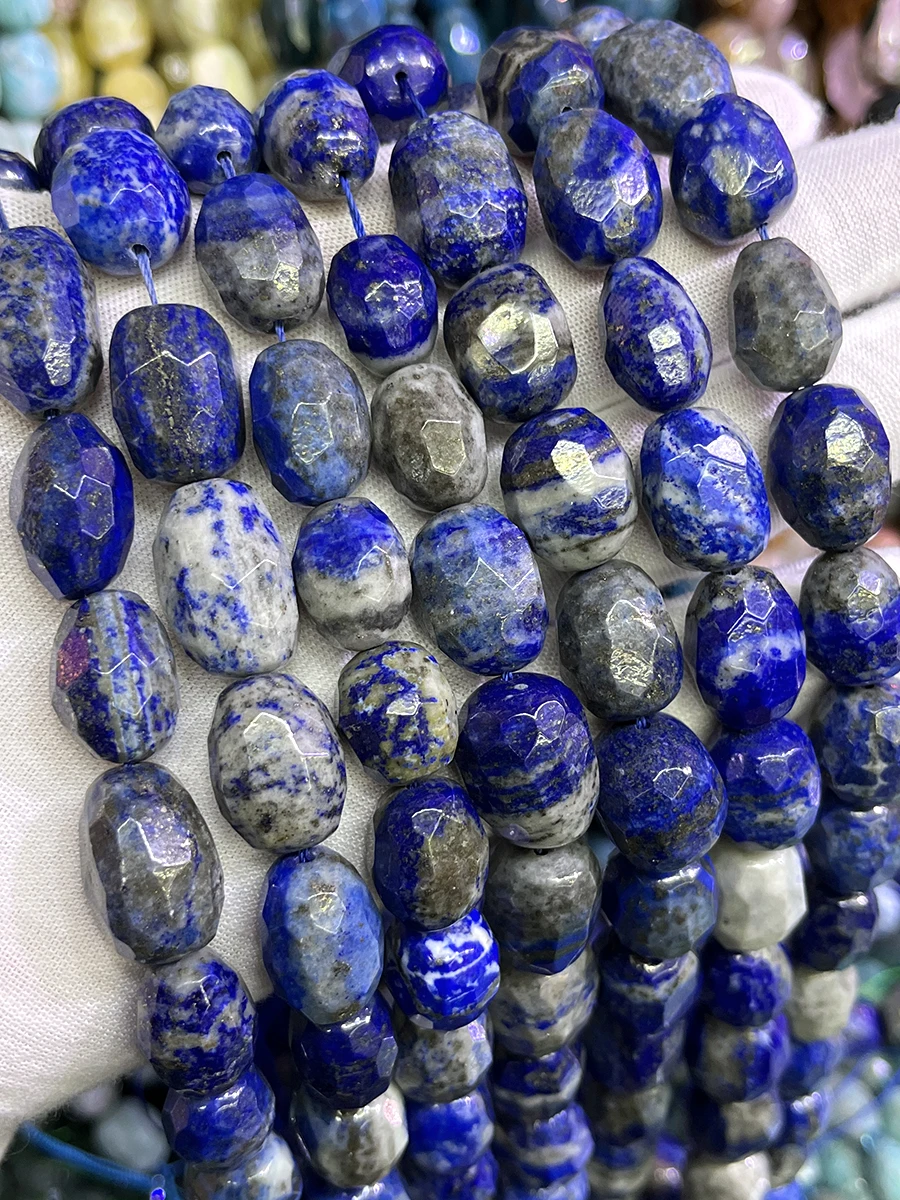 Natural Lapis Lazuli Crystal Conformal section Irregular Faceted Loose For Jewelry Making DIY Necklace Bracelet 15''12x15mm