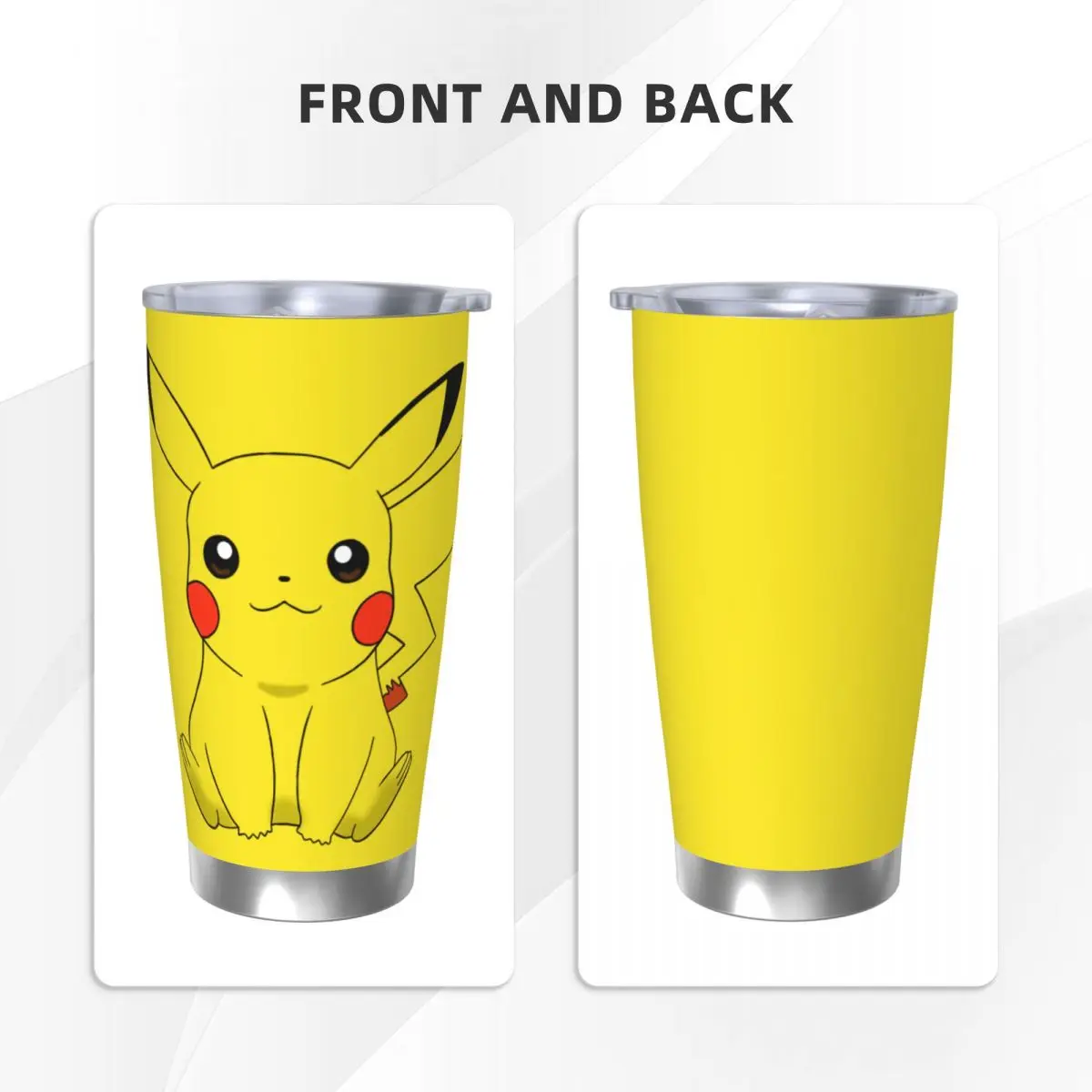 Pikachu Pokemoned Japón Anime Vaso aislado con pajitas Taza térmica de acero inoxidable Oficina Hogar Taza de bebidas frías calientes, 20 oz
