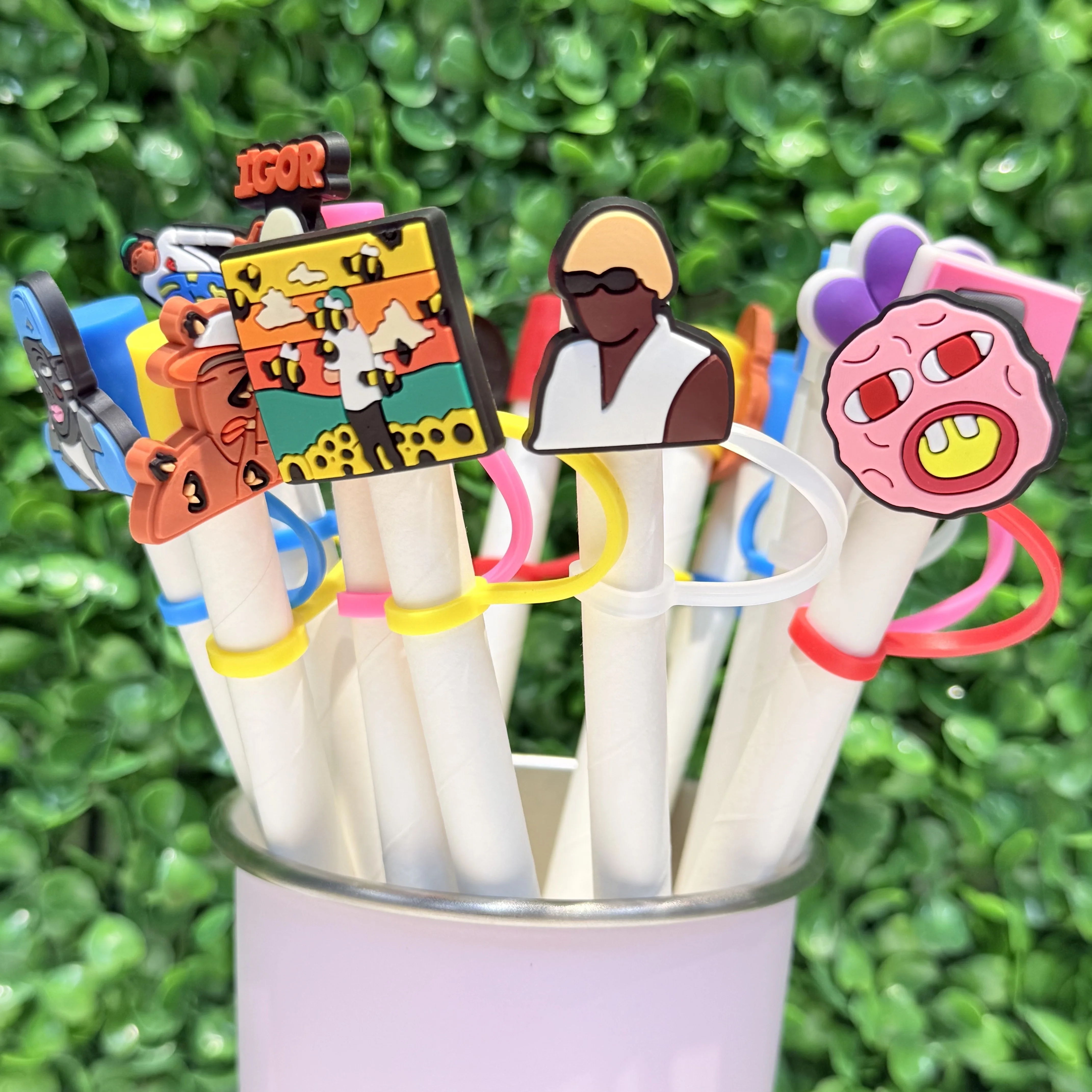 1-14pcs Igor The Creator Accessories Straw Cover Cap For Cup Reusable 10mm Silicone Straw Topper Compatible 30&40 Oz