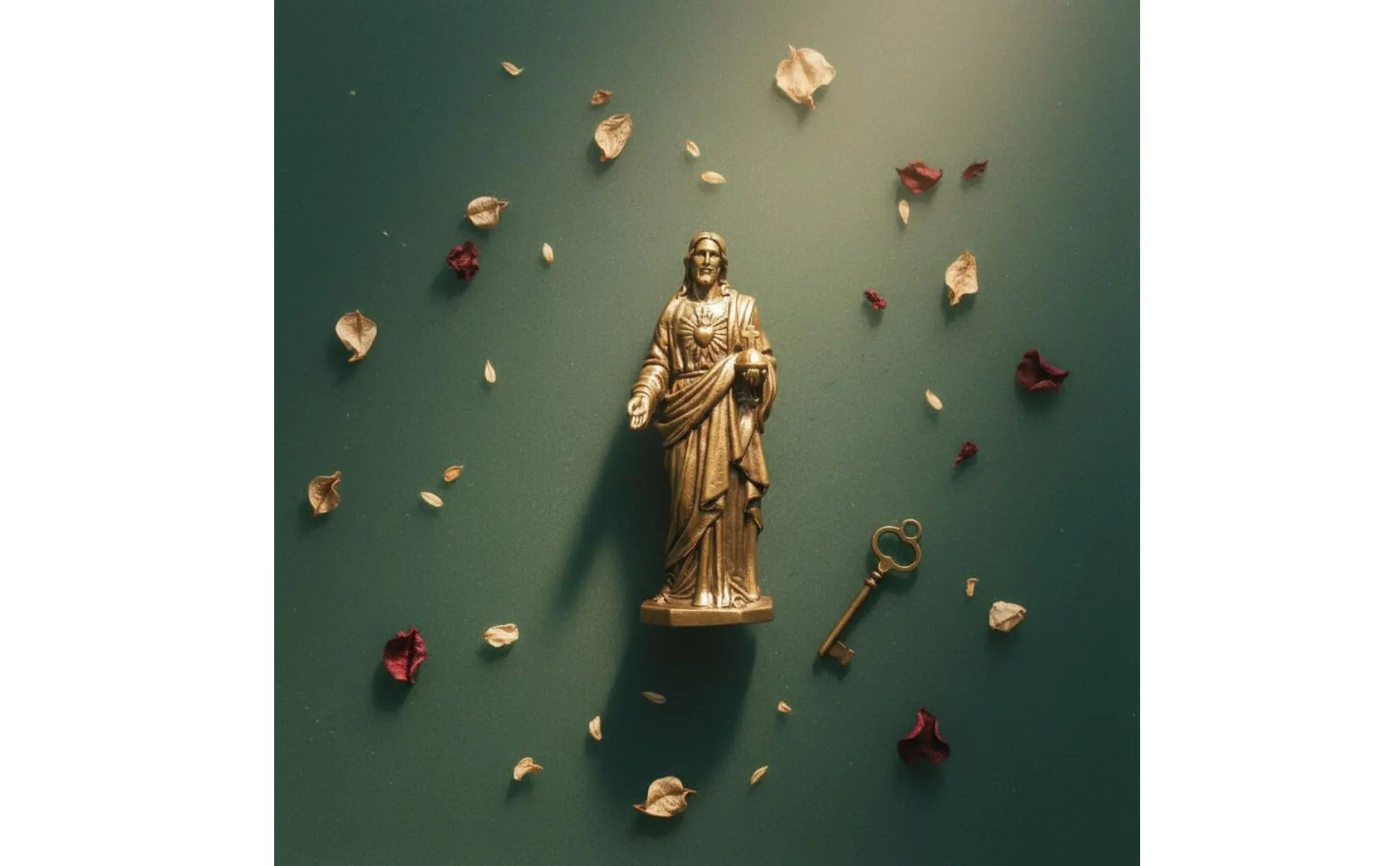 Brass Jesus Figurine Desktop Decoration Sacred Heart of Jesus Statue Miniature Christian Sculpture Handmade Look for Christians