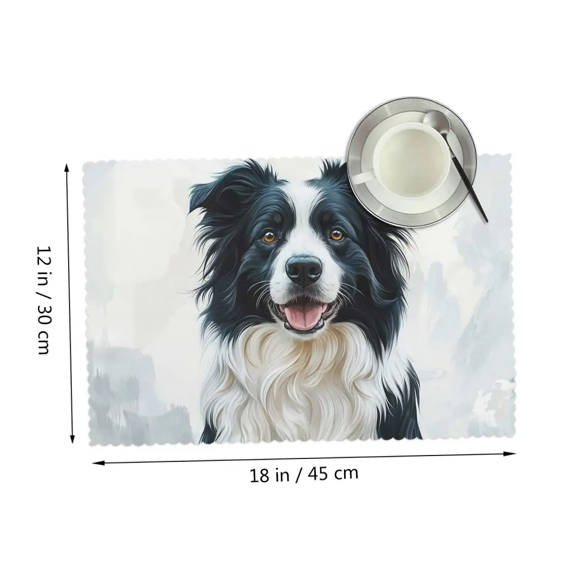 Border Collie Dog Pattern Placemat Non-Slip Plate Mat for Dining Table Bowl Coaster Home Decor Absorbent Mats