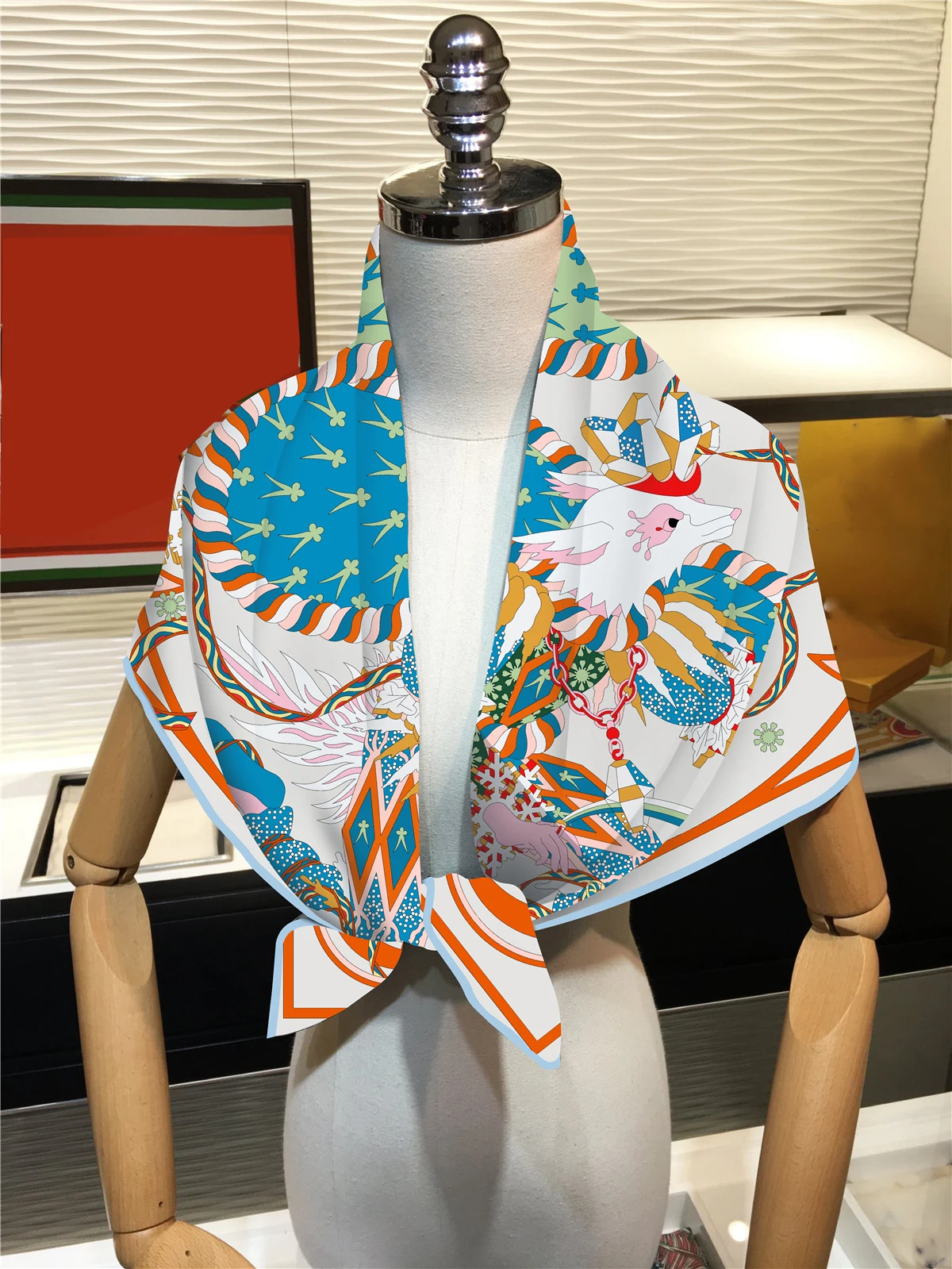 90cm New Hot Fox Print Twill sciarpa di seta scialle quadrato donna Hijab Bandana Foulard fazzoletto da collo testa Sjaal protezione solare sciarpe testa