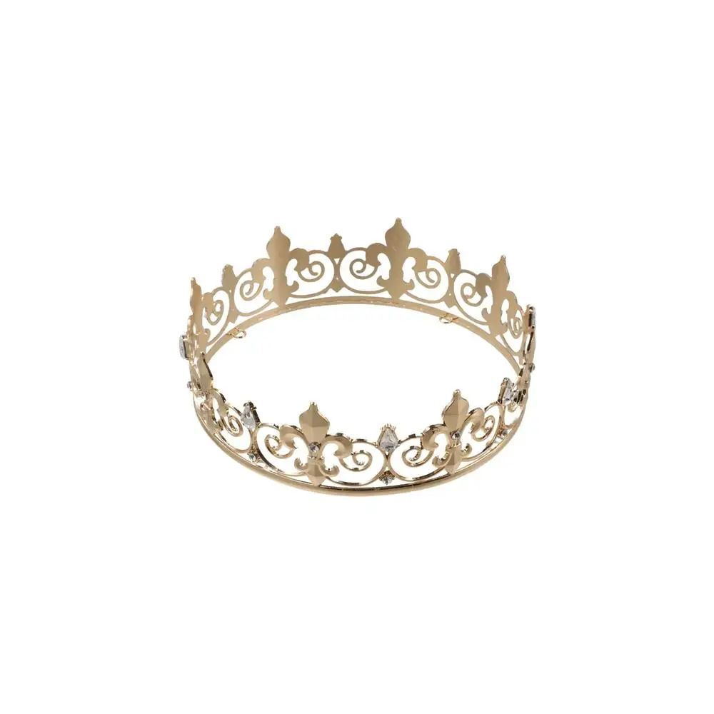 Simple Bar Mitzvah Crown King Crown Hair Hoop Headband Metal Prince Crowns Korean Style Hair Accessories Round Tiaras Girls Gift