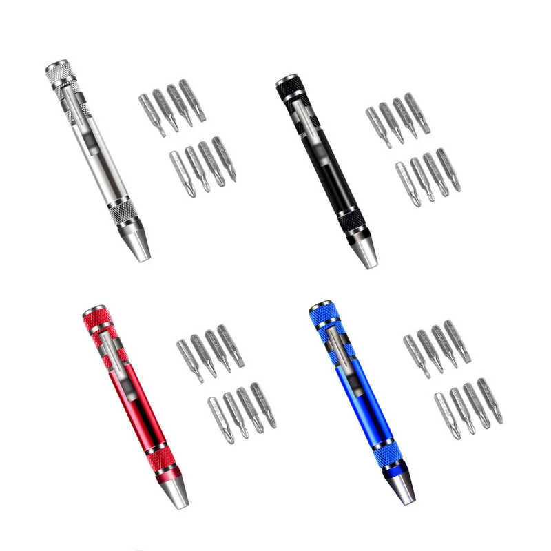 8-in-1 DIY Mobile Phone Repair Tools Removal Driver Aluminium Pen Type Multifunctional 8-in-1 Screwdriver Set