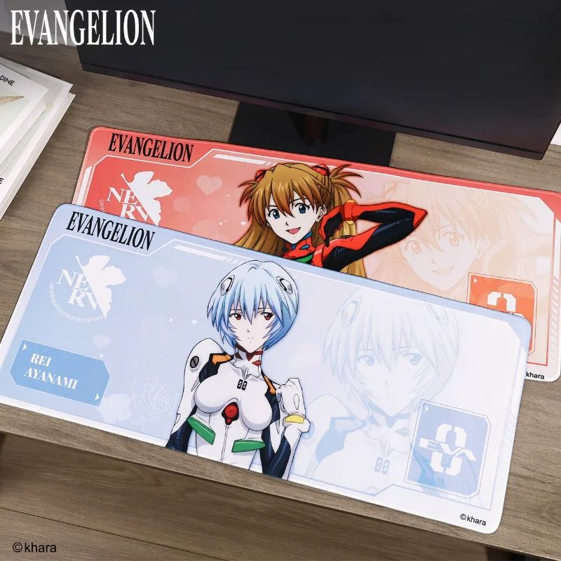 Alfombrilla de ratón EVANGELION Rei Asuka, alfombrilla de ratón grande de goma antideslizante para juegos de Anime, alfombrilla de escritorio duradera con borde de costura gruesa para oficina y juegos