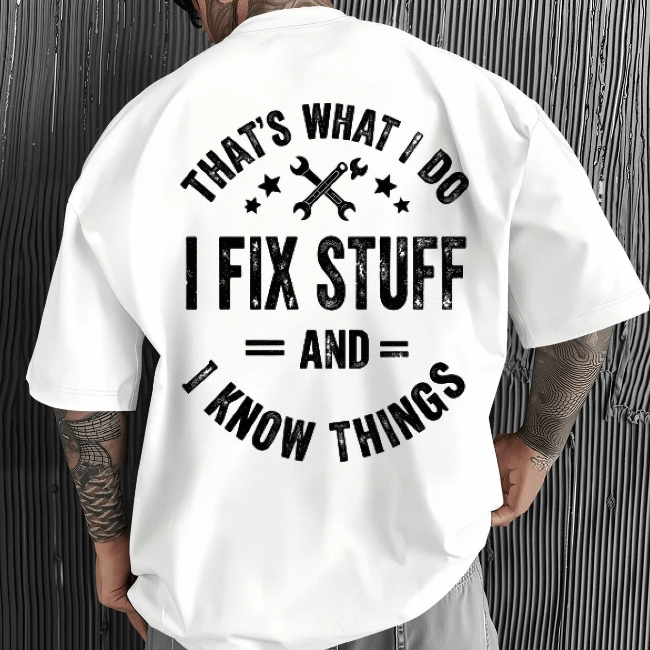 That's What I Do I Fix Stuff Mechanic Quote Graphic Tee Men's Casual Cotton T-Shirt
